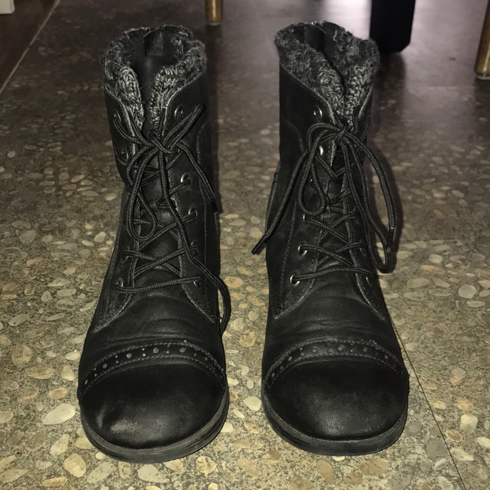 Leather combat boots
